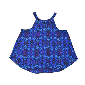 Express Women's Size Medium Blue Purple Paisley Halter Neck Sleeveless Blouse